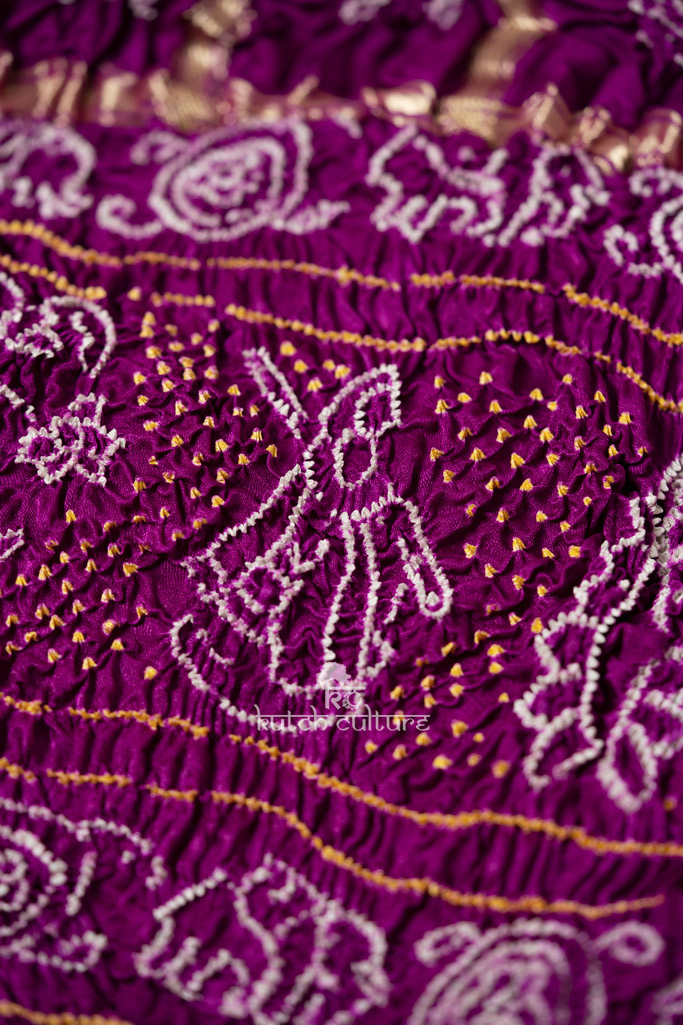 Purple gajji silk gharchola with bandhani saree