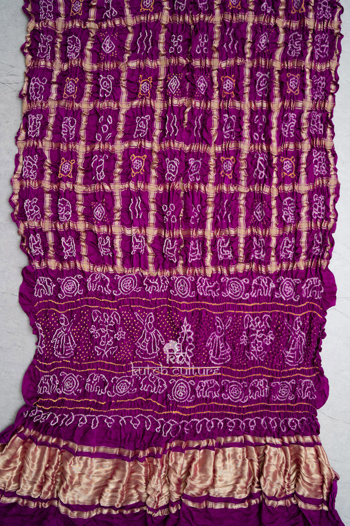 Purple gajji silk gharchola with bandhani saree