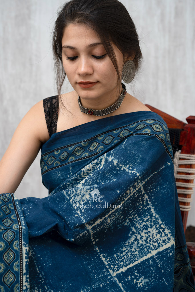 Blue designer cotton saree
