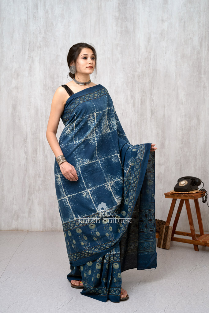 Blue designer cotton saree
