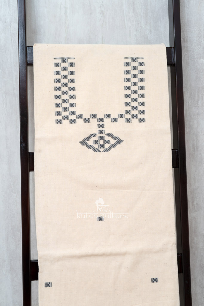 White kutchi cotton hand weaving bhujodi Suit piece