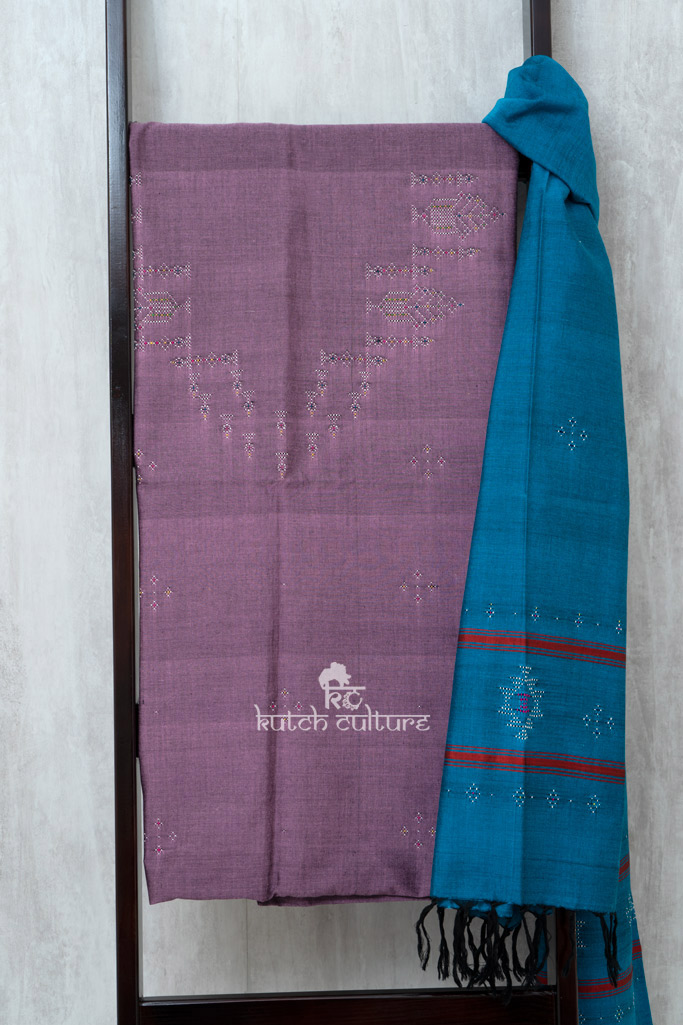 Purple and blue tangaliya dress material