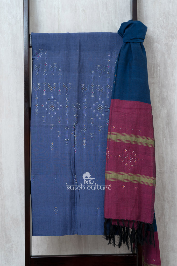 Navy blue and pink tangaliya kurta material