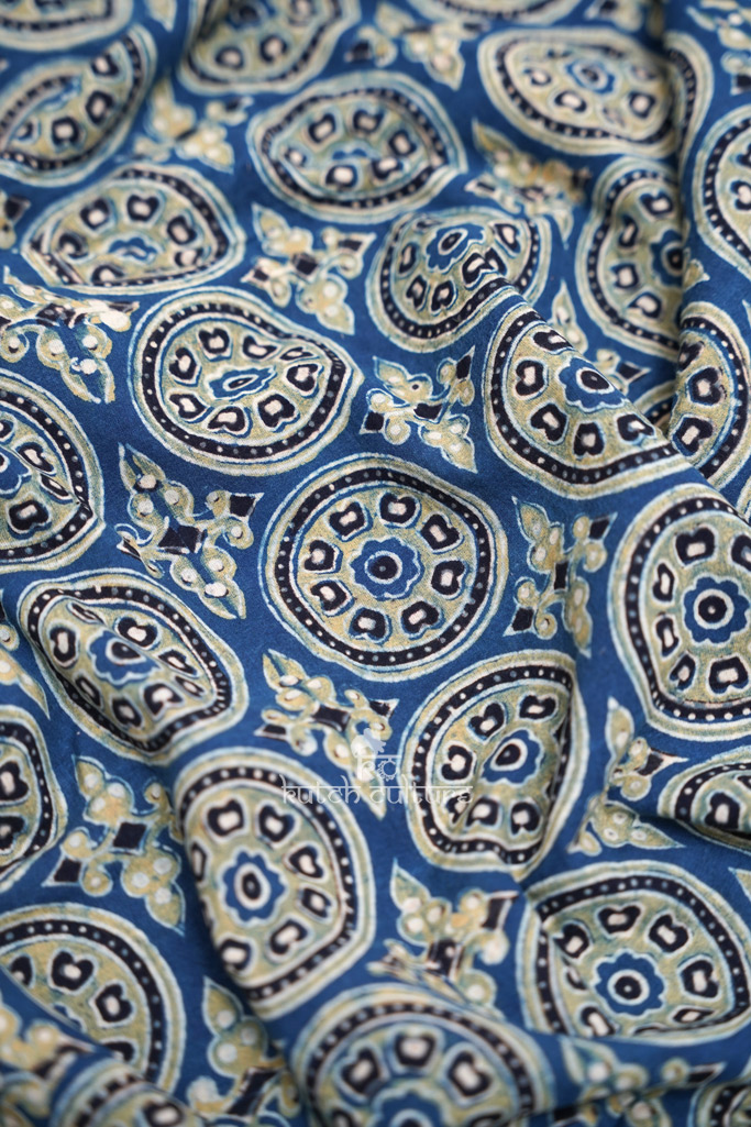 Ajrakh Hand Block Print Natural Dye Cotton Fabric