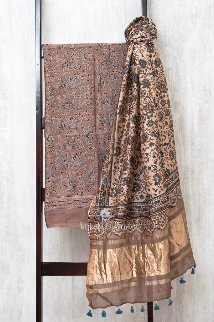 Beautiful chanderi silk ajrakh suit piece
