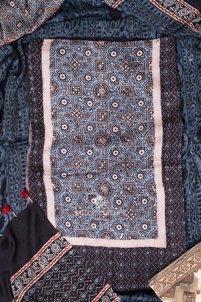 Modal silk Ajrakh Suit top Duppata