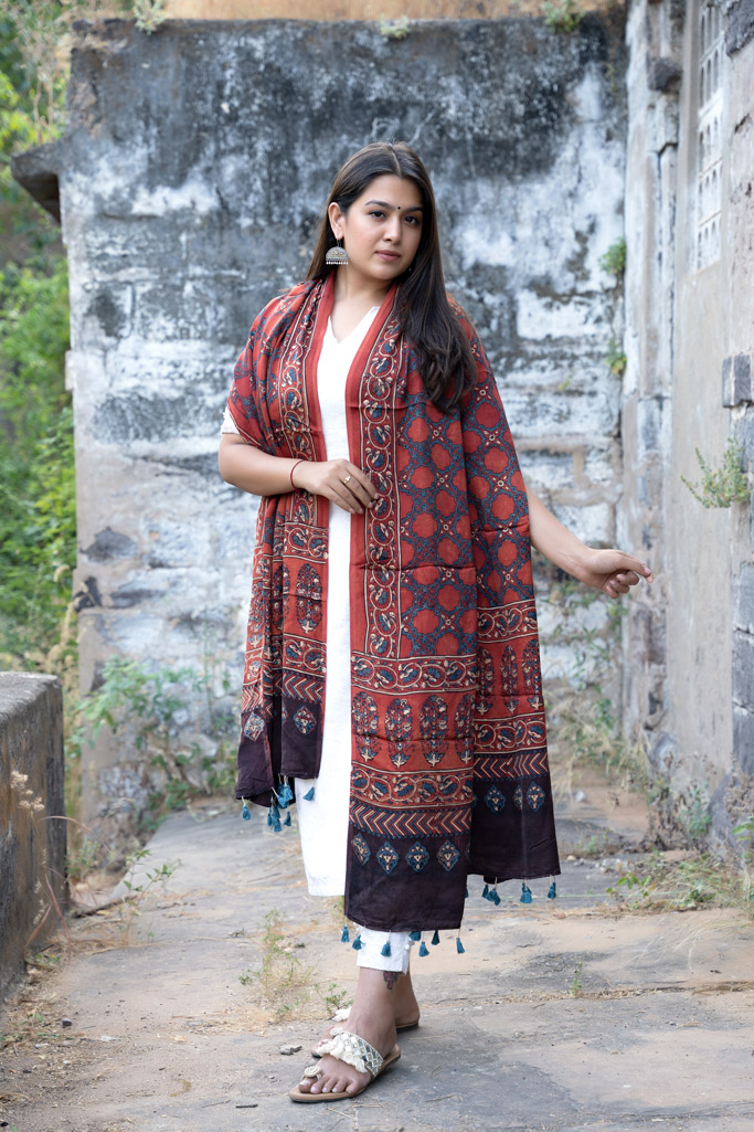 Modal Silk Ajrakh Duppata