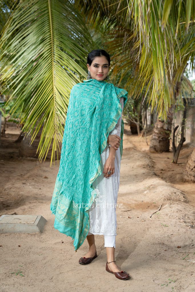Muga Silk Bandhni with Zari Weaving Dupatta