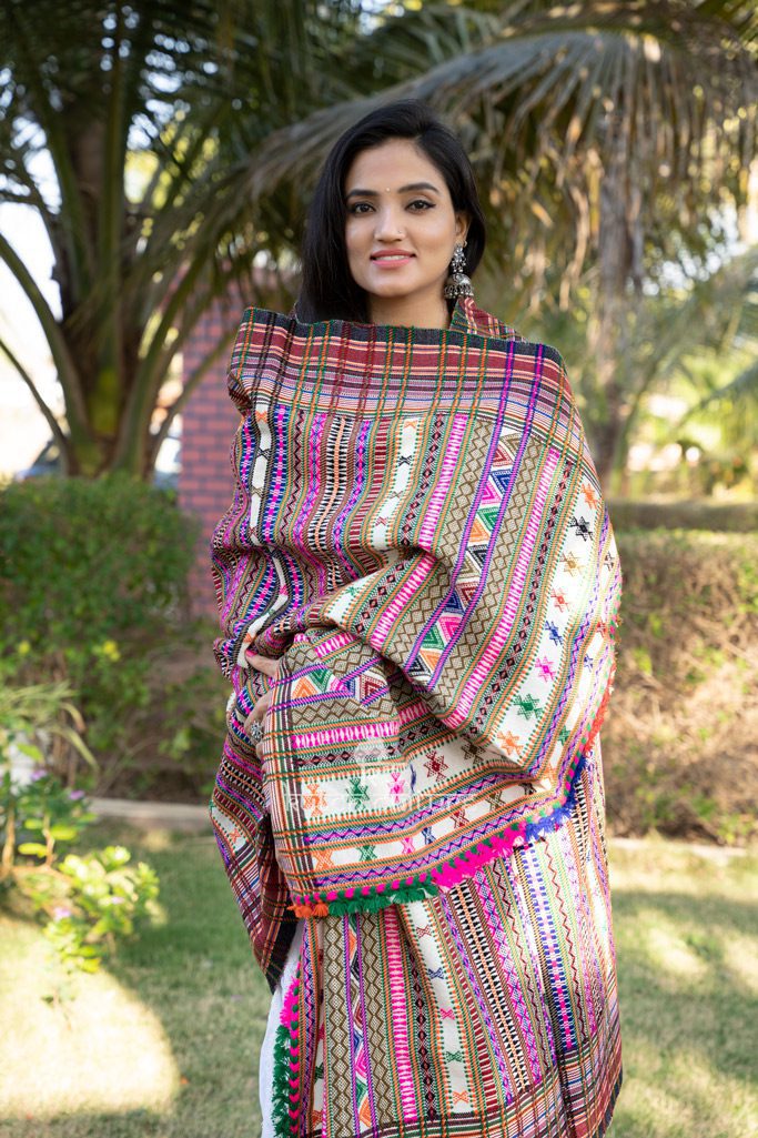 Kutch hand weaving multicolor traditional shawl