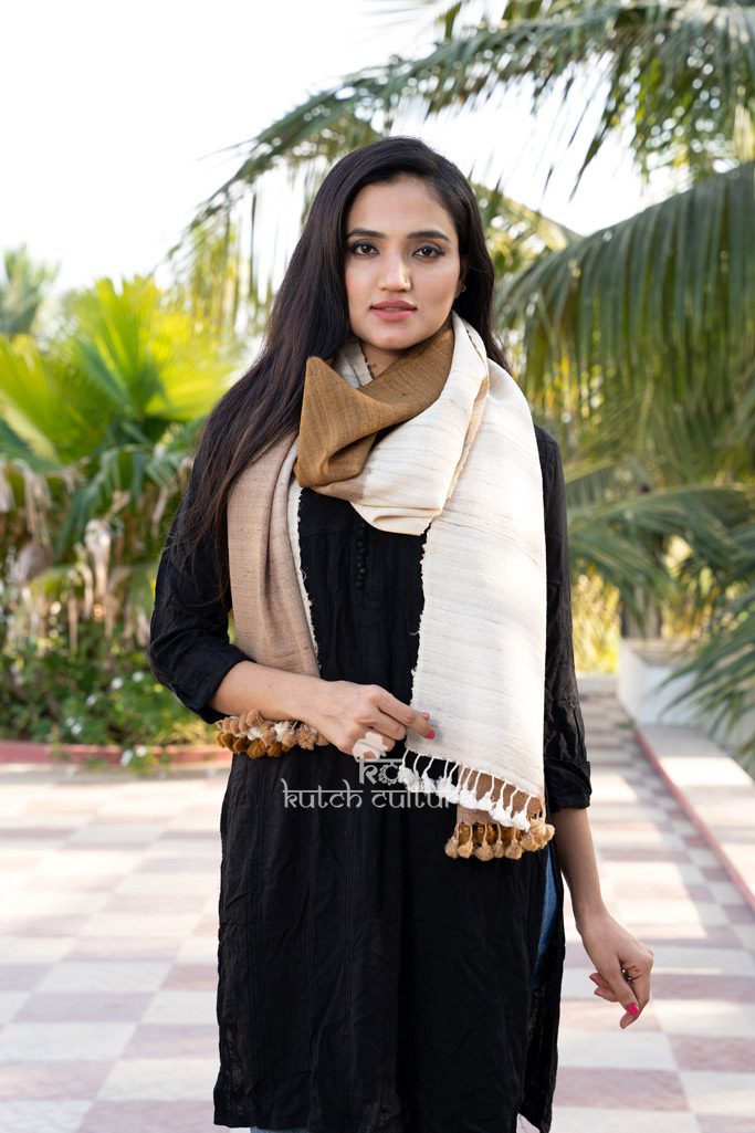 Brown and Off white fancy woolen stoles