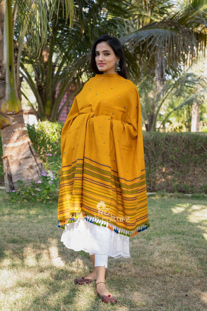 Pure rabari yellow warm shawl