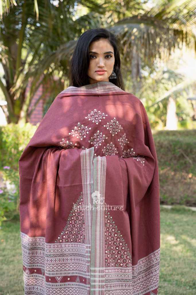 Kutch Hand Weaving Diamond mirror work  shawl
