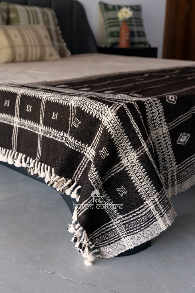 Black hand woven throws