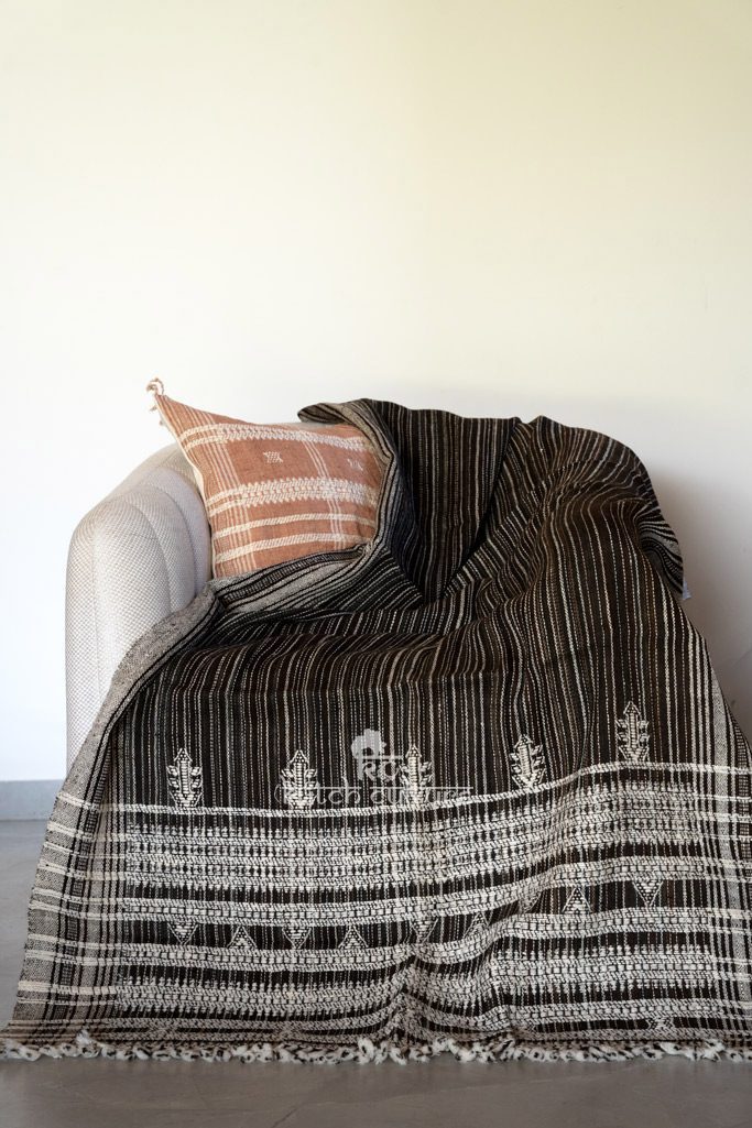 Attractive black wool throw