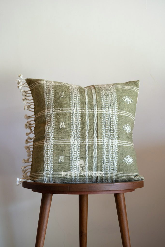 Elegant green khadi pure wool pillow covers 20×20