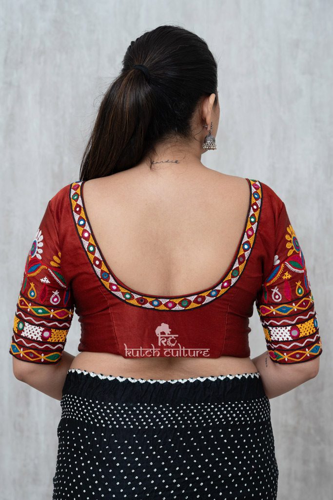 Mashru Silk Kutch Hand Embroidery Tradistional Blouse