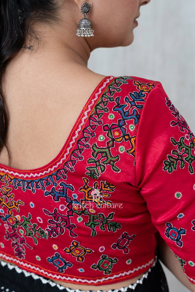 Pink Mashru Silk Mutva Kutch Hand Embroidery Blouse