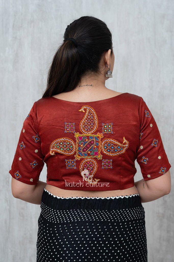 Mashru  Silk Mutva Hand Embroidery Blouse