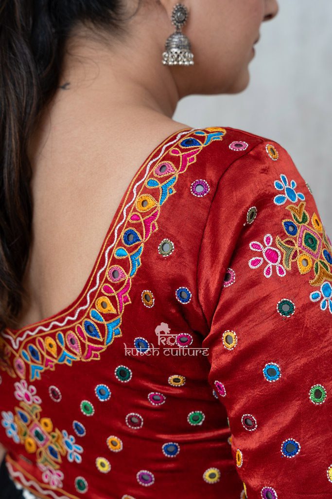 Mashru Silk Mutva Hand Embroidery Full Work Blouse