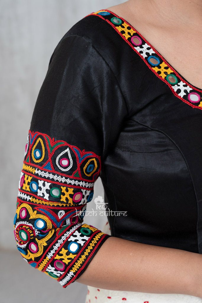 Black Kutch Hand  Embroidery with Mirror Blouse