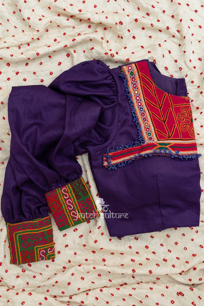 Designer Purple long sleeve Kutch Blouse