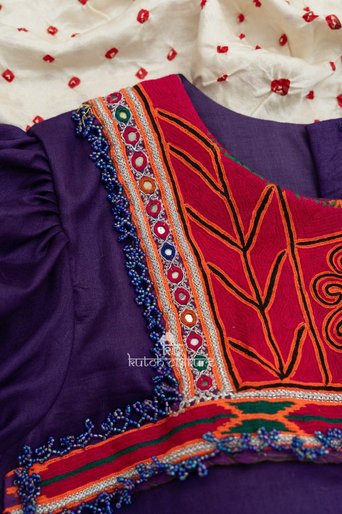 Designer Purple long sleeve Kutch Blouse