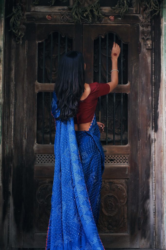 Peacock Blue Bandhni Saree for a Striking Presence