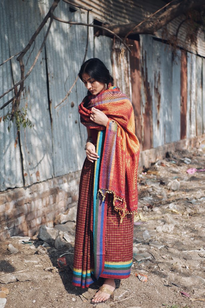 Luxurious Kala Cotton and Eri Silk Saree with Zari Weaving