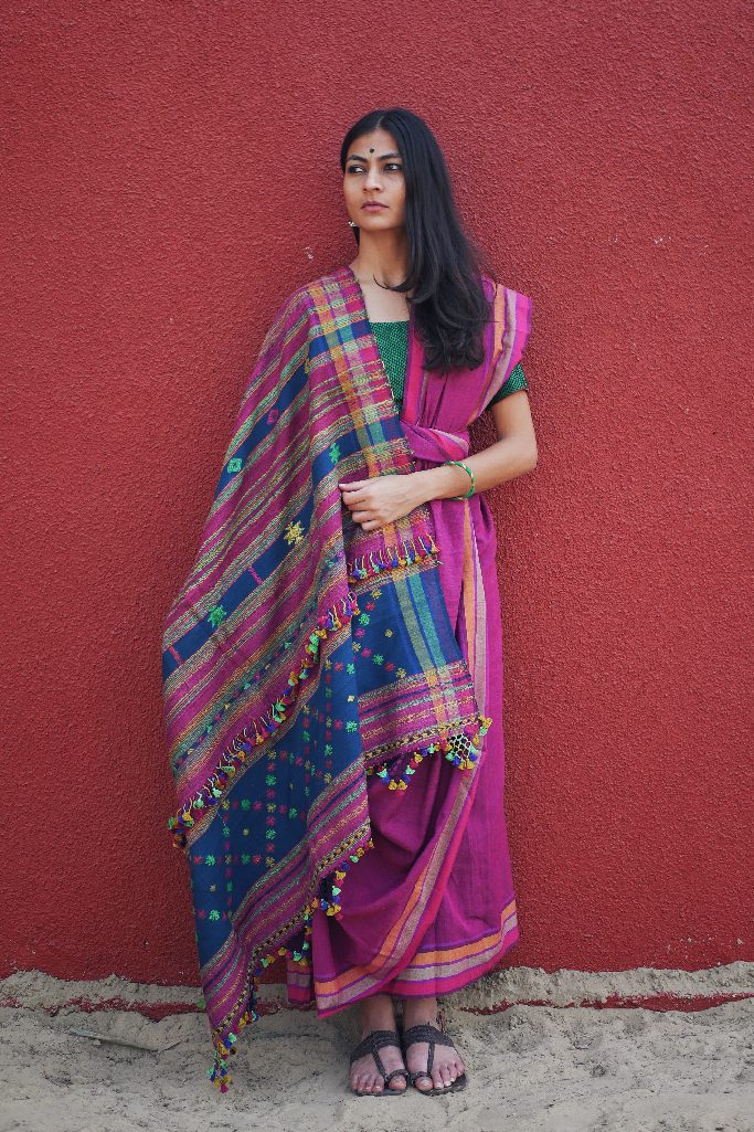 Designer Magenta Eri Silk Saree with Stunning Pallu
