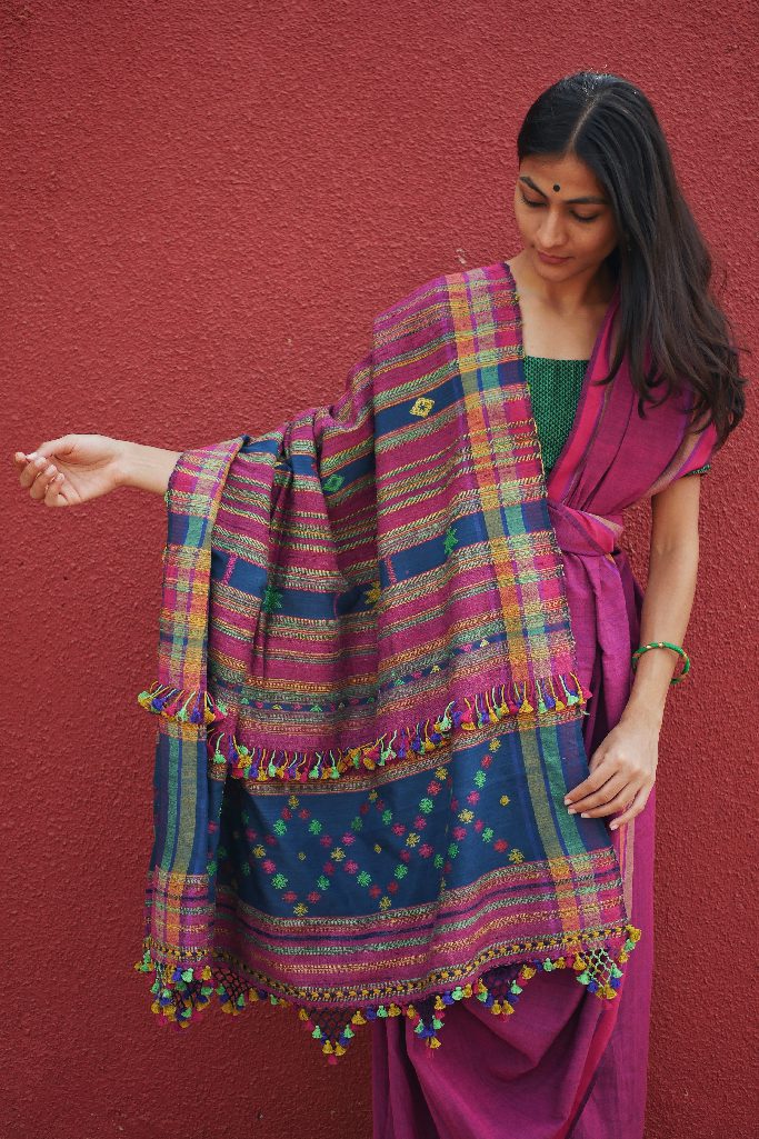 Designer Magenta Eri Silk Saree with Stunning Pallu